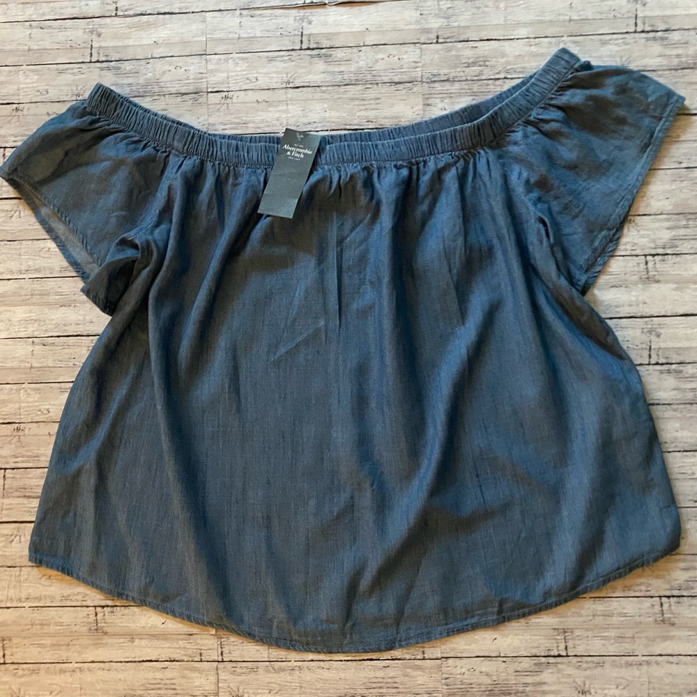 Abercrombie & Fitch Denim Off-Shoulder Blouse